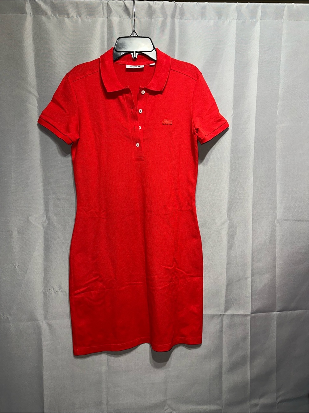 Lacoste Red Crewneck Polo Dress